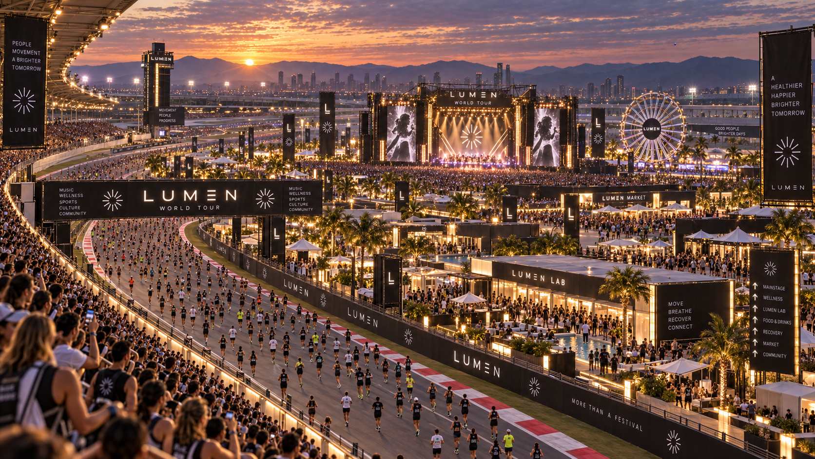 LUMEN MOVE World Tour — visão de expansão internacional — visualização conceitual