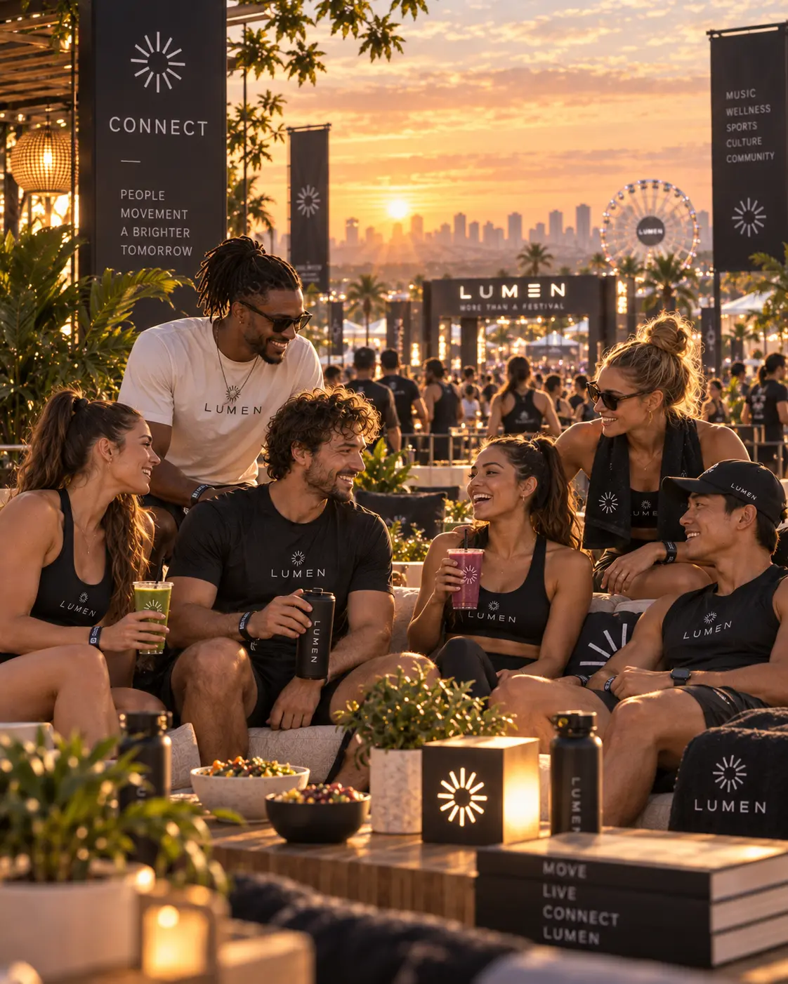 CONNECT — pessoas se encontrando na Cidade de LUMEN — visualização conceitual
